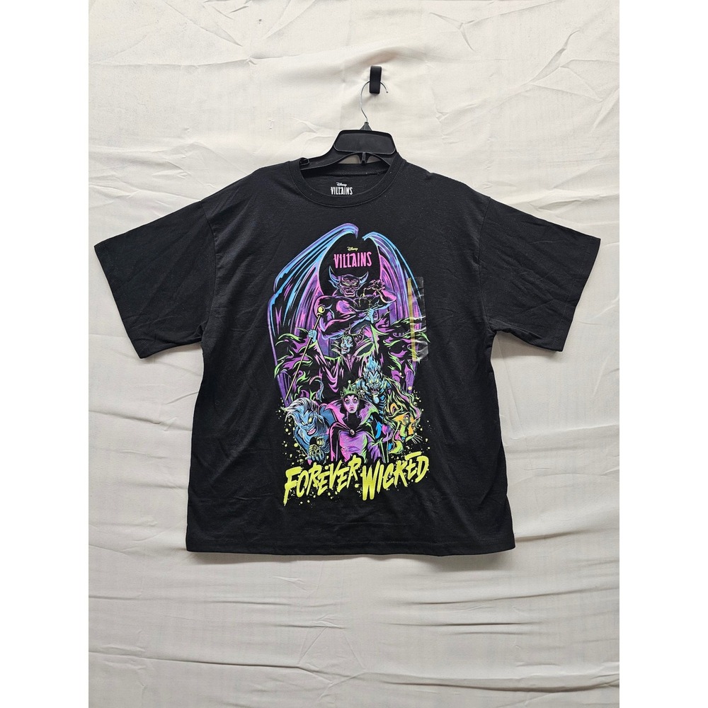 Disney Villains‎ Forever Wicked T-Shirt Black Neon Graphic Tee Jerry Leigh Small